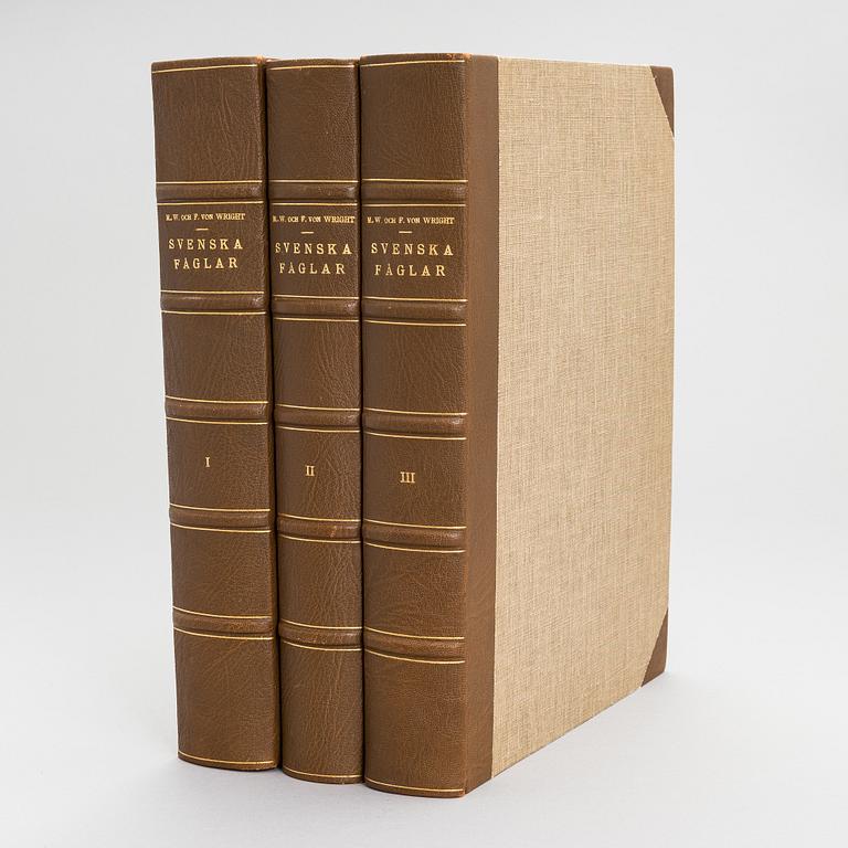 Book, 3 vol, "Svenska Fåglar", M,W & F von Wright. 1924 and 1929 Stockholm.