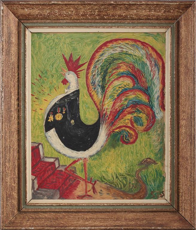 OKÄND KONSTNÄR, olja på pannå, monogramsignerad och daterad -55?.