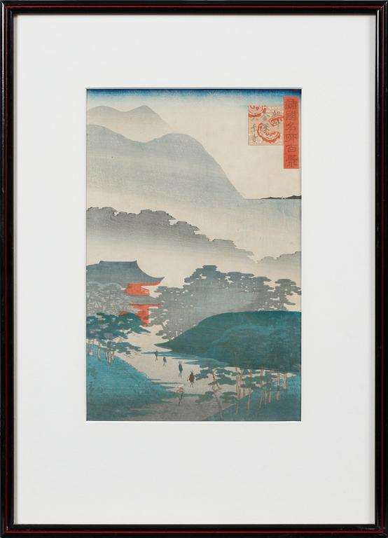 ANDO UTAGAWA HIROSHIGE II, träsnitt, signerat i tryck.