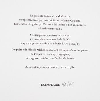 James Coignard, mapp med tre carborundum etsningar, 1981, signerade 72/75.