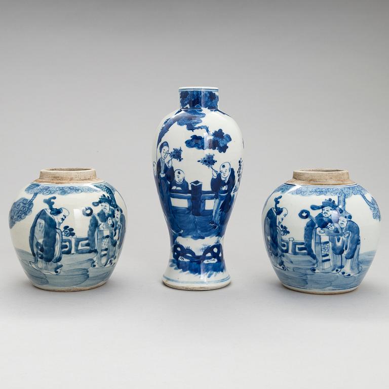 A pair of Chinese, 19th-Century porcelain jars and a porcelain vase from the early 20th Century.