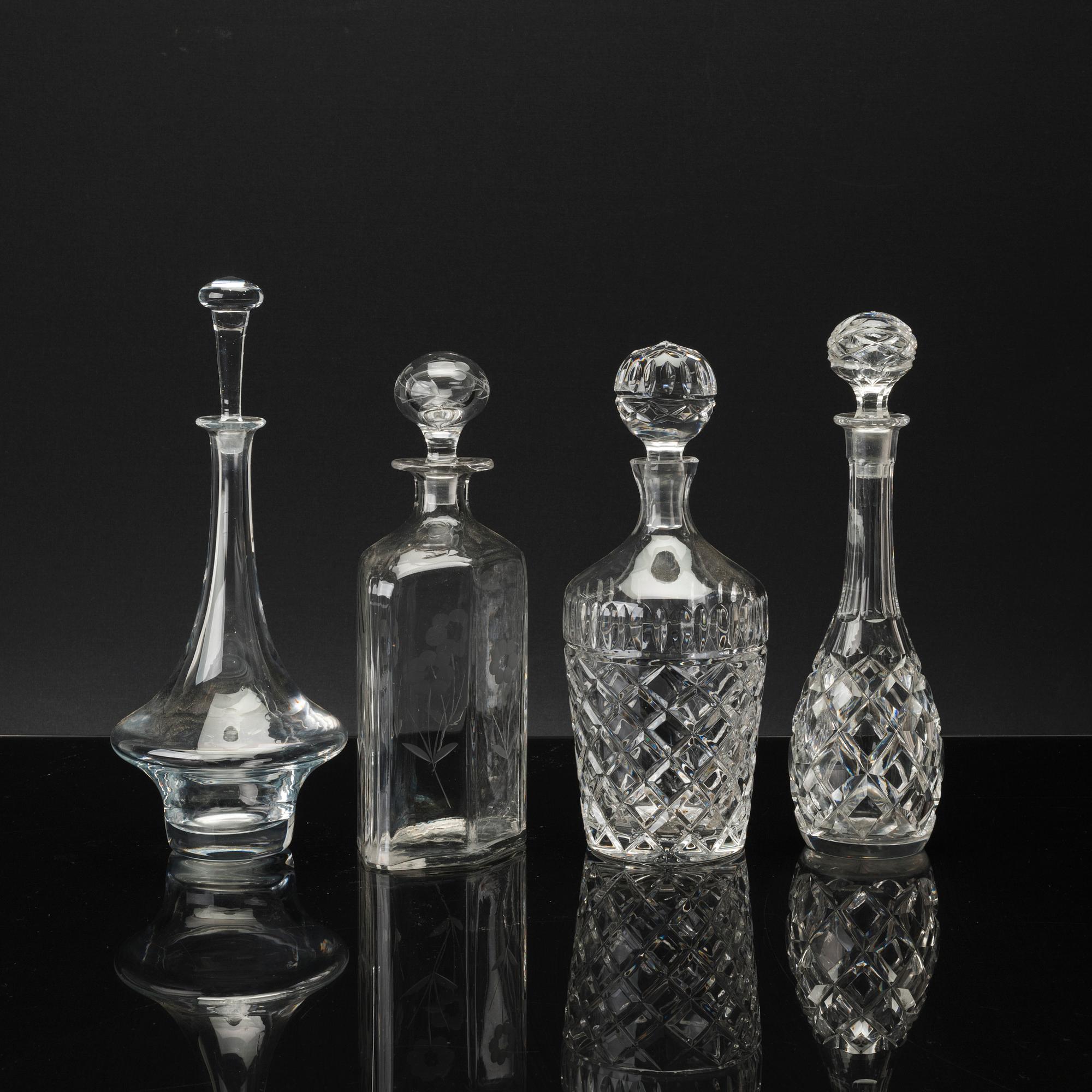 KARAFFER, 4 st, glas, 1900-tal,