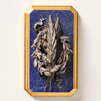 An ormolu, lapis-lazuli and silver paperweight by Fannière Frères (Paris 1839-1900).