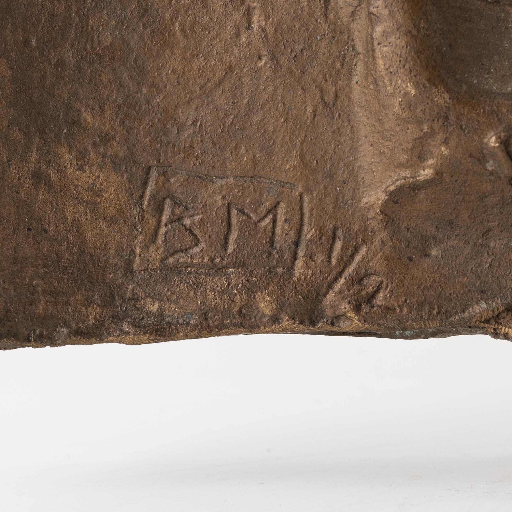 Bror Marklund, embossment, signed, numbered, bronze, measurements 33 x 31 cm.