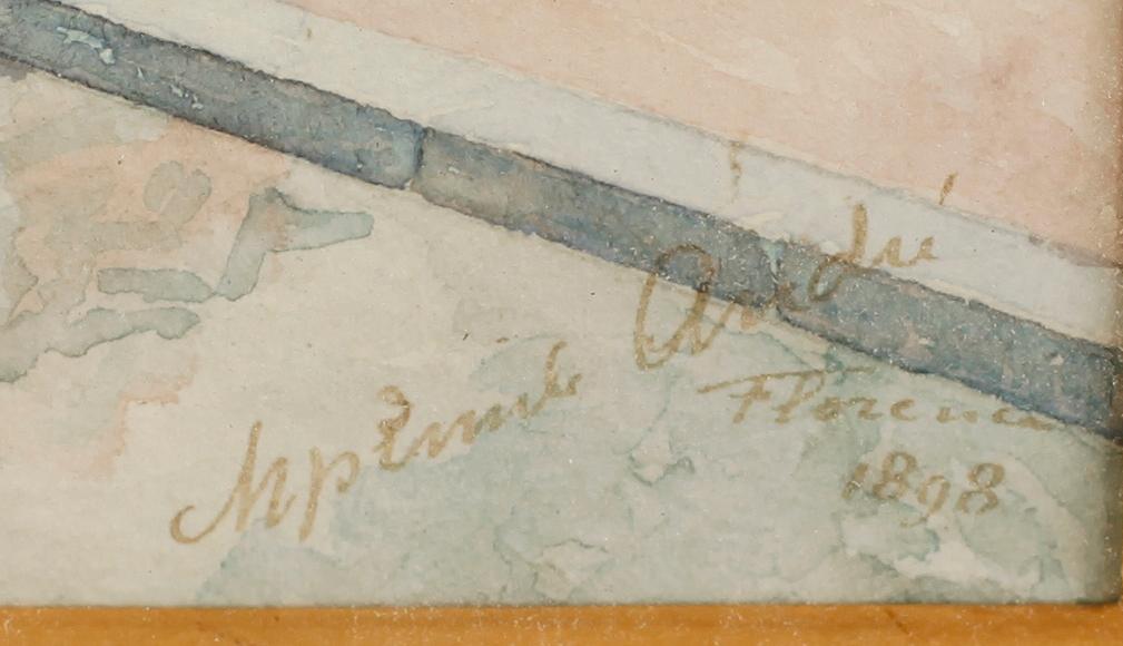 OKÄND KONSTNÄR, akvarell, otydligt sign samt Florence, dat 1898.
