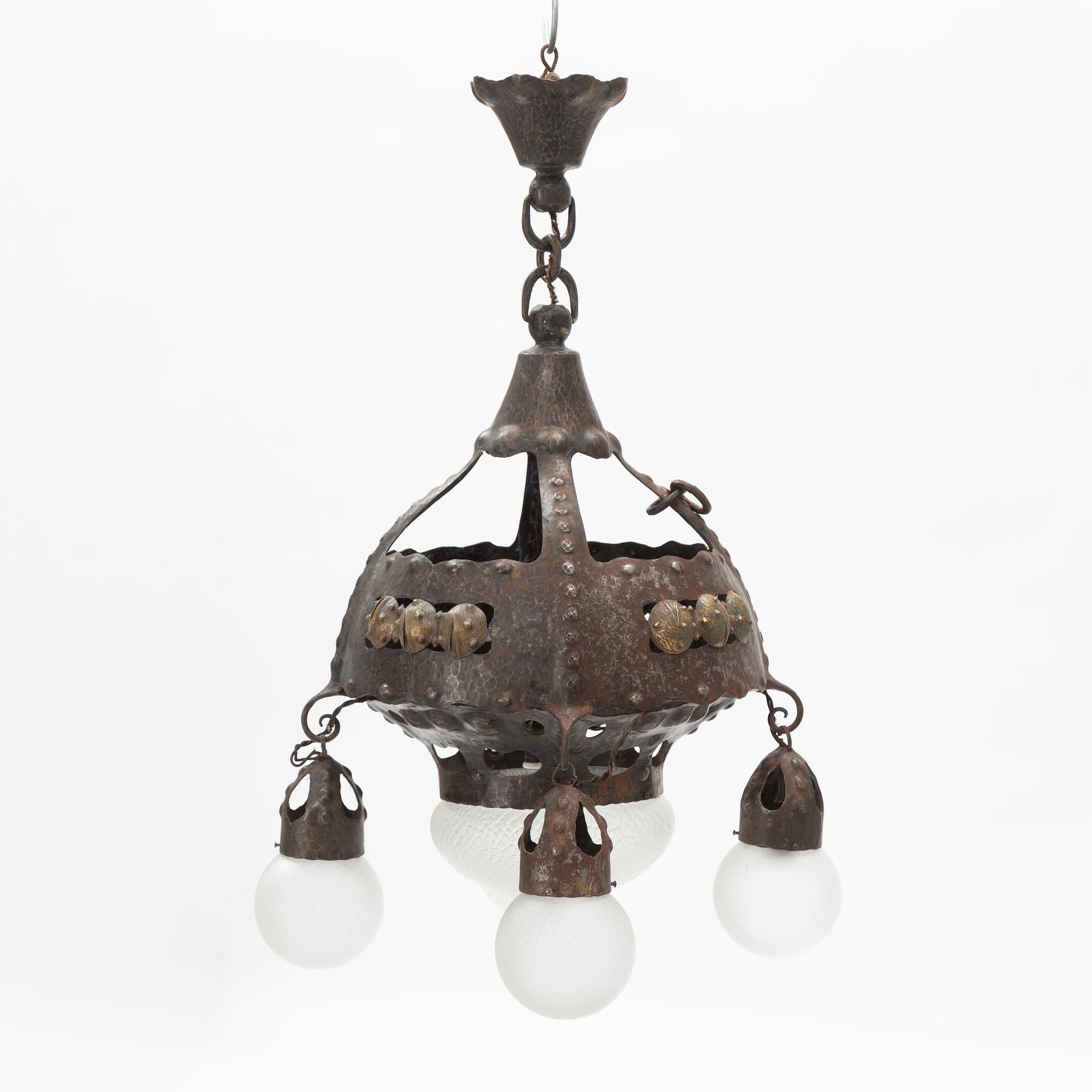 An Art Nouveau ceiling lamp, early 20th Century.