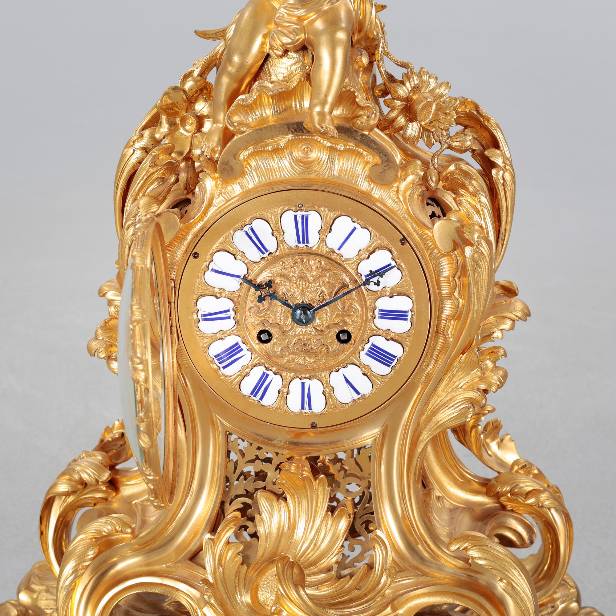 A table clock, clockwork marked "Vr PAILLARD A PARIS, RODIER A PARIS", mid/second half of the 19th century.
