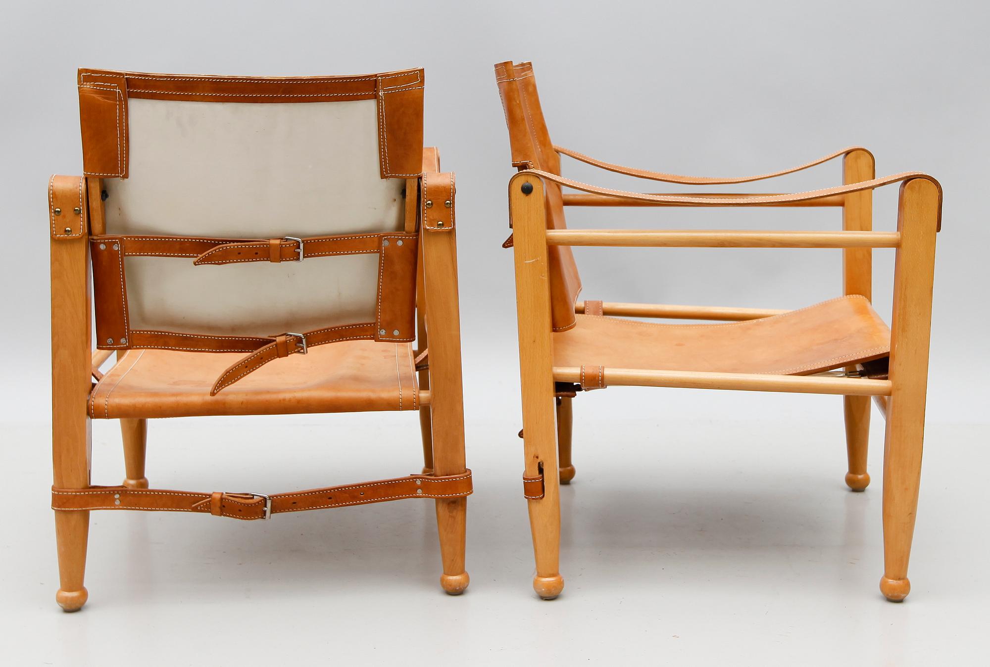 KARMSTOLAR, 1 par, Safari-modell, 1900-talets andra hälft.