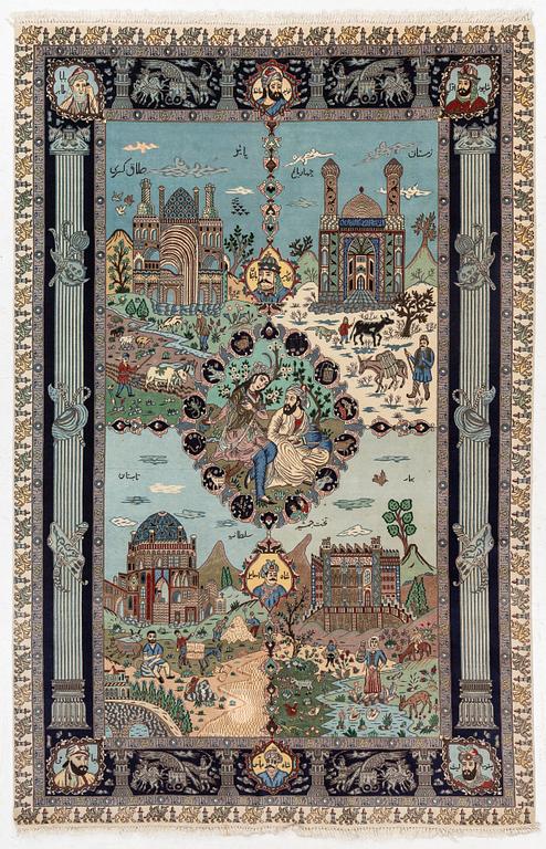 Matta, figural Täbriz, ca 275 x 178 cm.