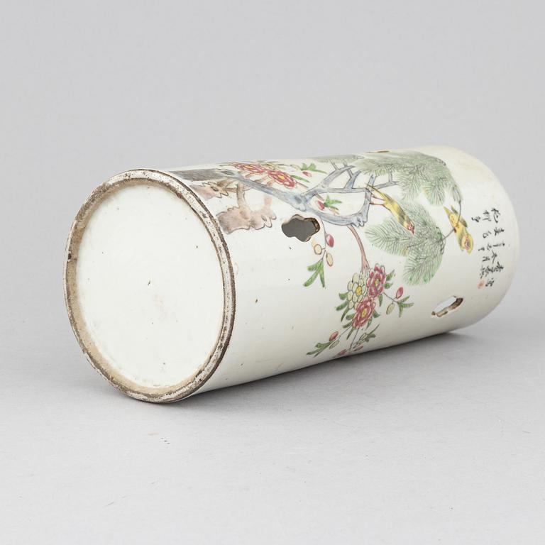 A famille rose brushpot/lantern, China, 20th Century.