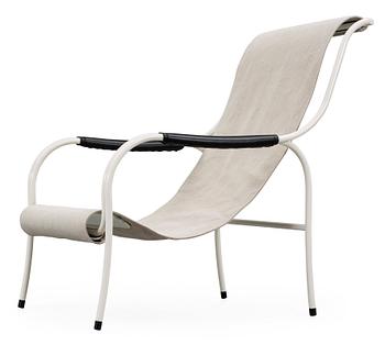 549. A Gustaf Isak Clason white lacquered and canvas easy chair by Källemo 2008.