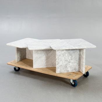 A three pcs marble coffee table later part of the 20th century.