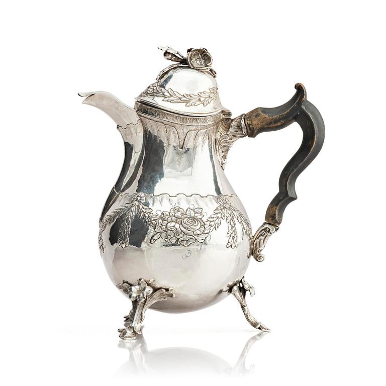 A Swedish 18th century silver coffee-pot, mark of Jacob Lampa, Stockholm 1777.