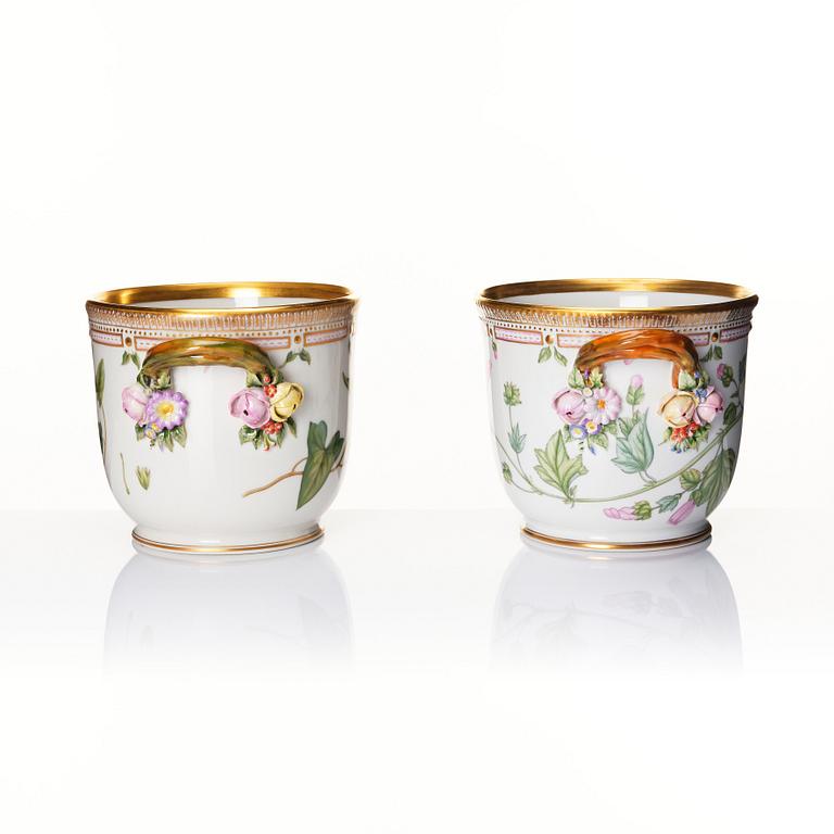 A pair of Royal Copenhagen 'Flora Danica' wine coolers/flower pots, Denmark, 20th Century.