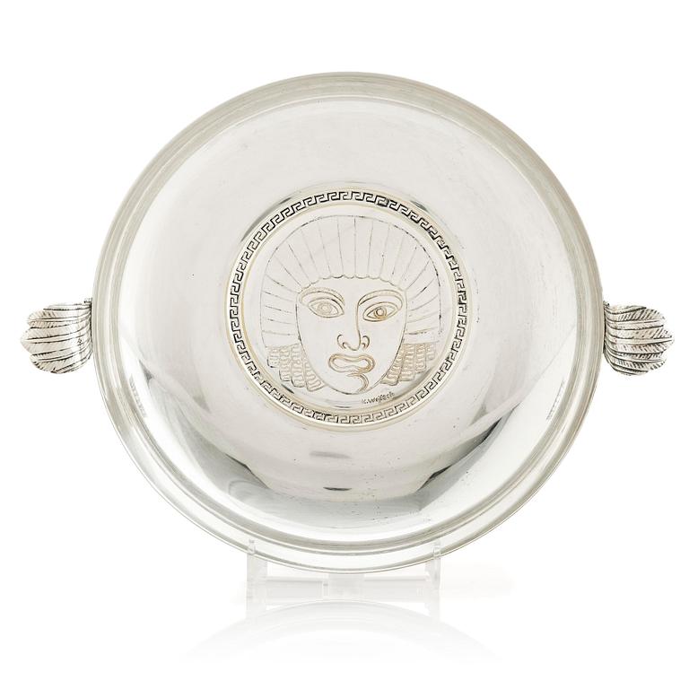 Wolter Gahn, skål, nysilver, Swedish Grace, Karl Wojtech, Stockholm, 1920-tal.