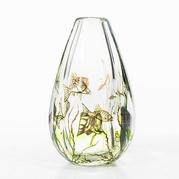 Edward Hald, a 'fiskgraal' vase, Orrefors, Sweden, signed.