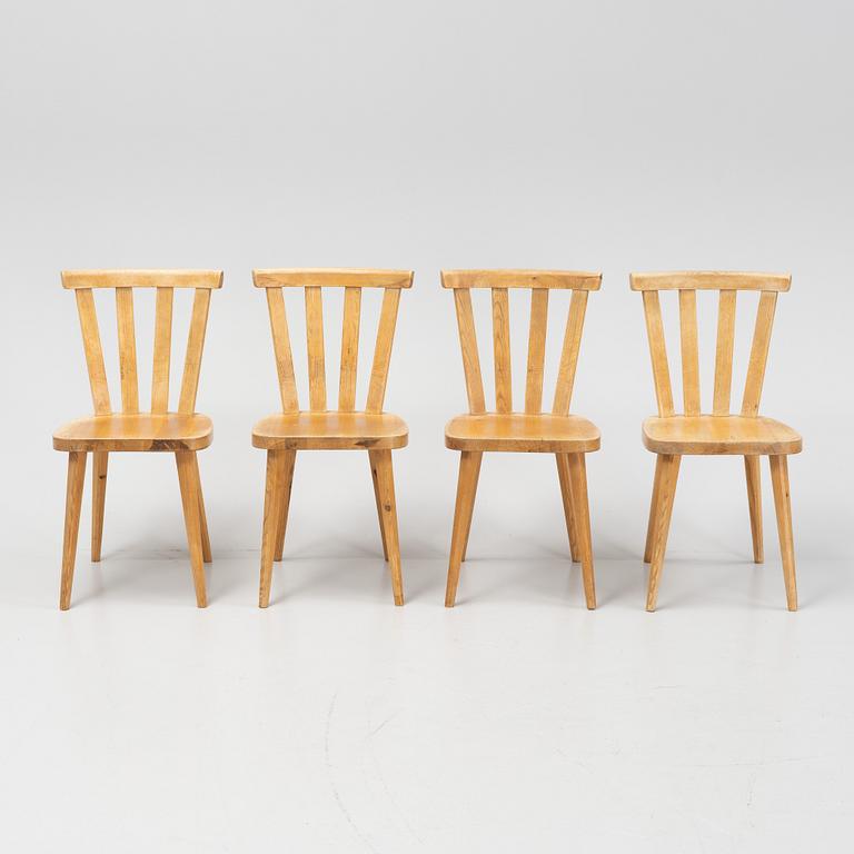 Göran Malmvall, a set of four pine chairs, Svensk Fur, mid 20th Century.