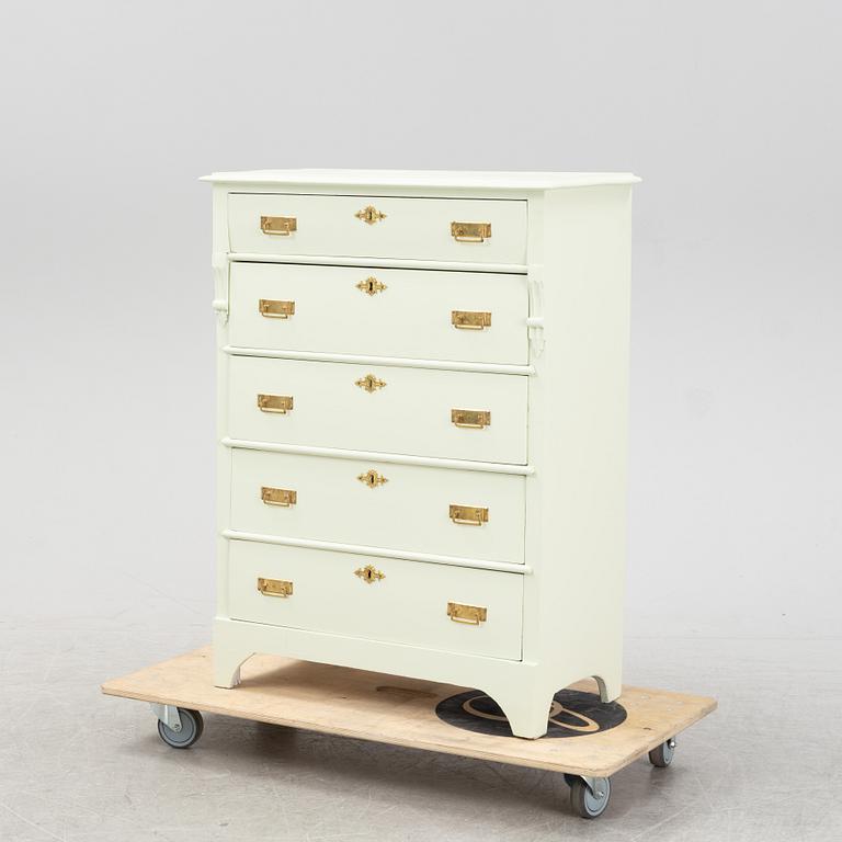 A painted chest of drawers, late 19th Century.