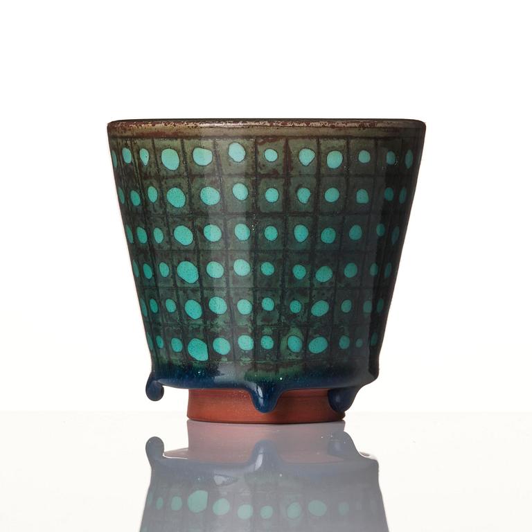 Wilhelm Kåge, a set of three Farsta stoneware vases, Gustavsberg Studio, two dated 1948 and 1950.
