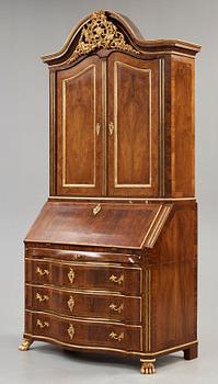 A Danish Rococo 18th century writing cabinet in the manner of cabinet maker Christian Jacob Preisler (1712-1779).