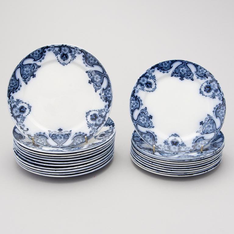 A 68-piece set of 'Empire' flow blue dinnerware, Soho Pottery Limited, Cobridge, England first half of the 20th Century.