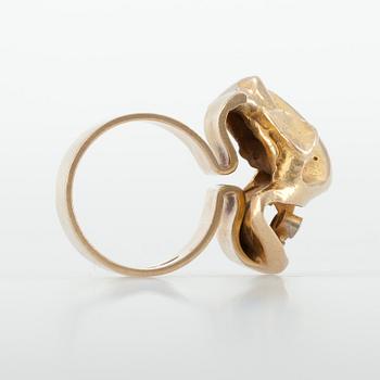 Björn Weckström, RING, 18K guld, "Kanjon" tre briljantslipade diamanter, sign. BW. Kruunu Koru 1966.