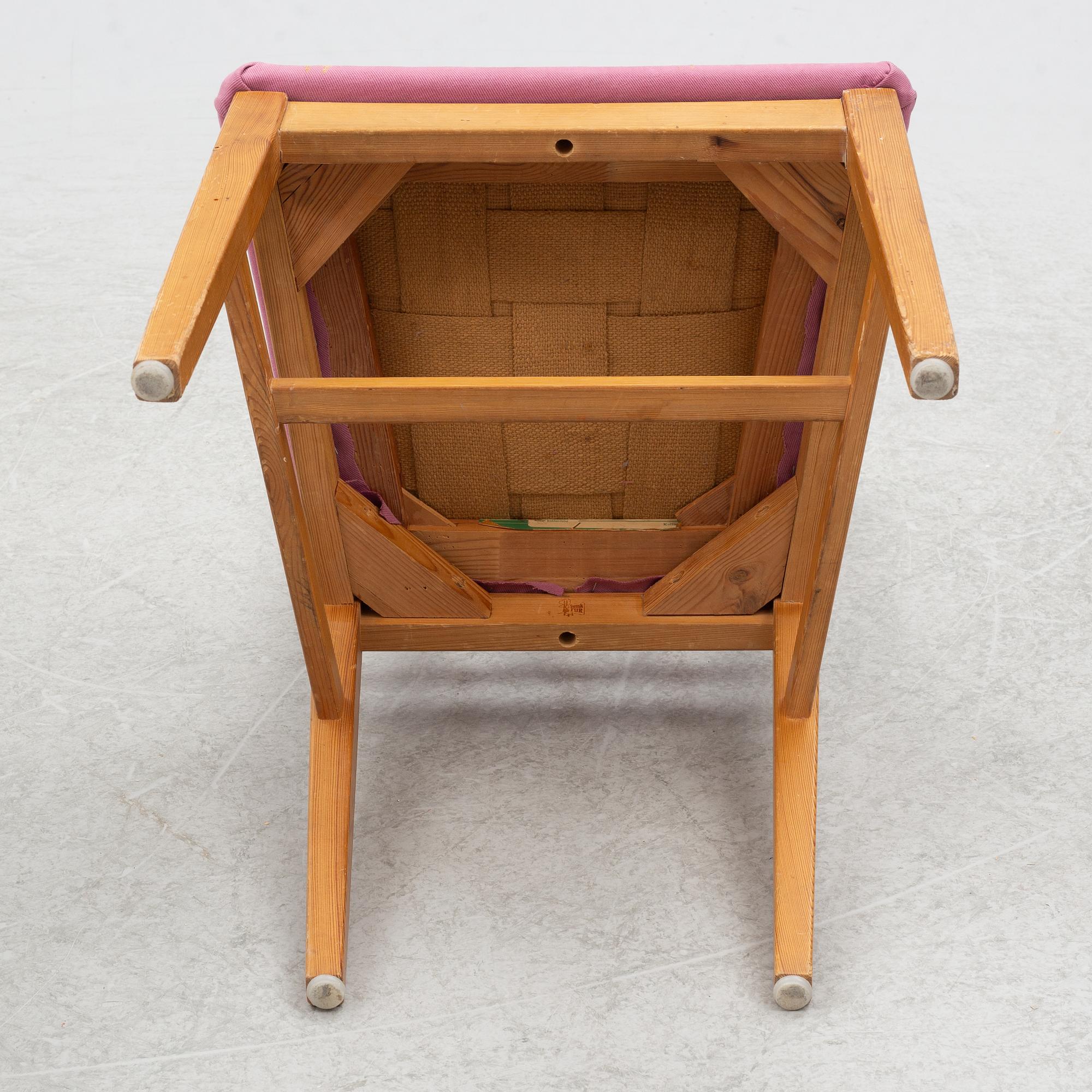 Carl Malmsten, dining table and four chairs, including Svensk Fur, second half of the 20th century.