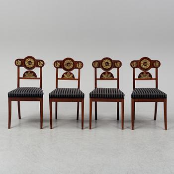 Four Swedish Empire chairs, 1820-30's.