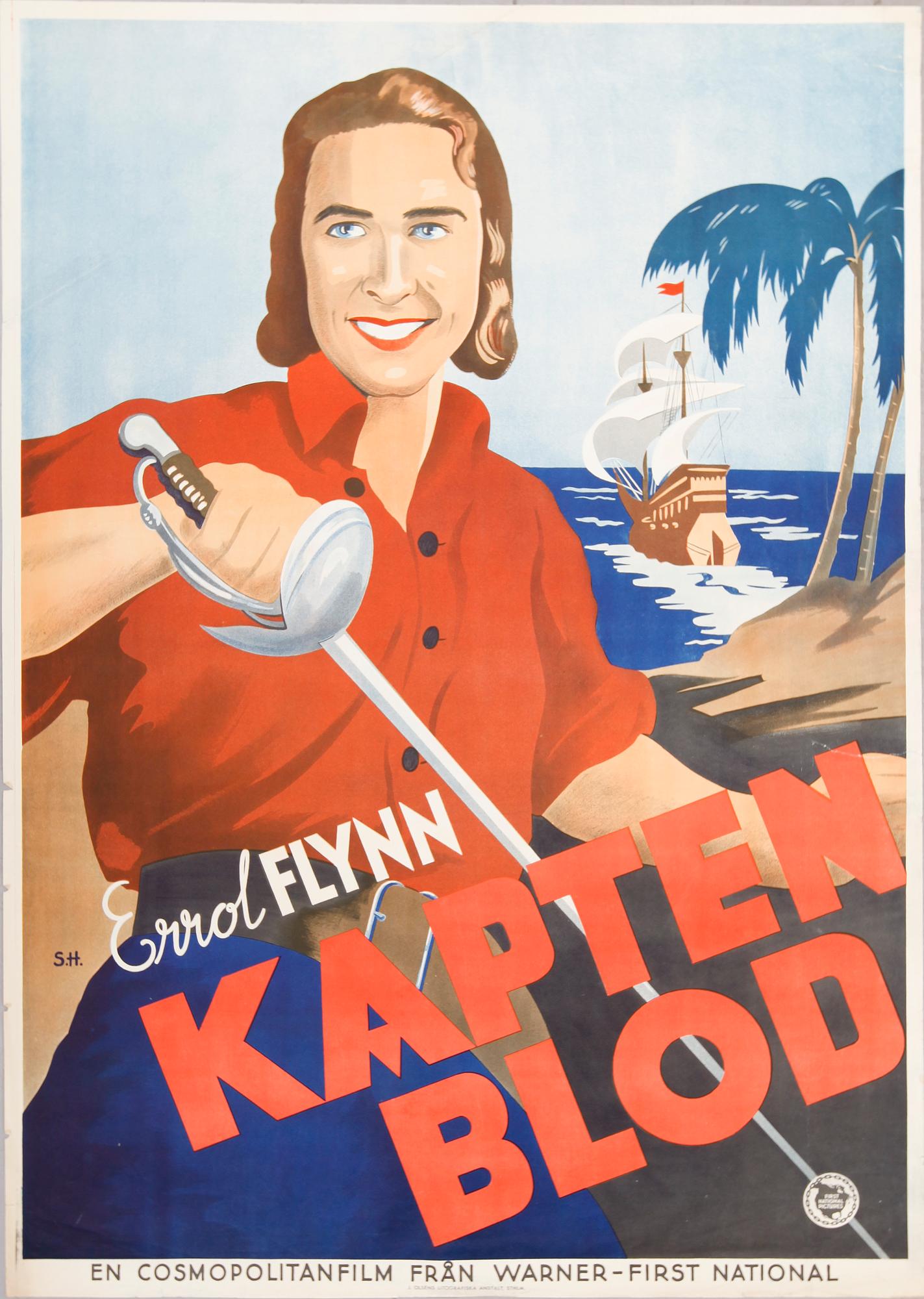 FILMAFFISCH, litografiskt tryck, "Kapten Blod", 1936.