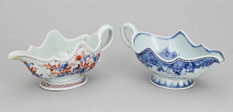 SÅSSNIPOR, 2 st, porslin, Qianlong, Kina 1700-tal.