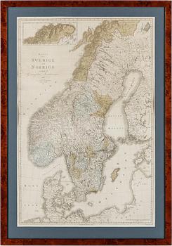 KARTA, över Sverige och Norge, 1815