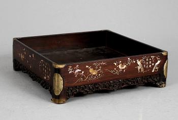 Two hardwood trays, late Qing dynasty (1644-1912).