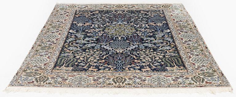 A part silk Nain rug, c 243 x 163 cm.