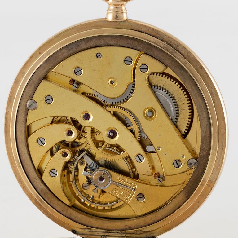 Pocket watch, hunter, 14K gold, 56 mm.