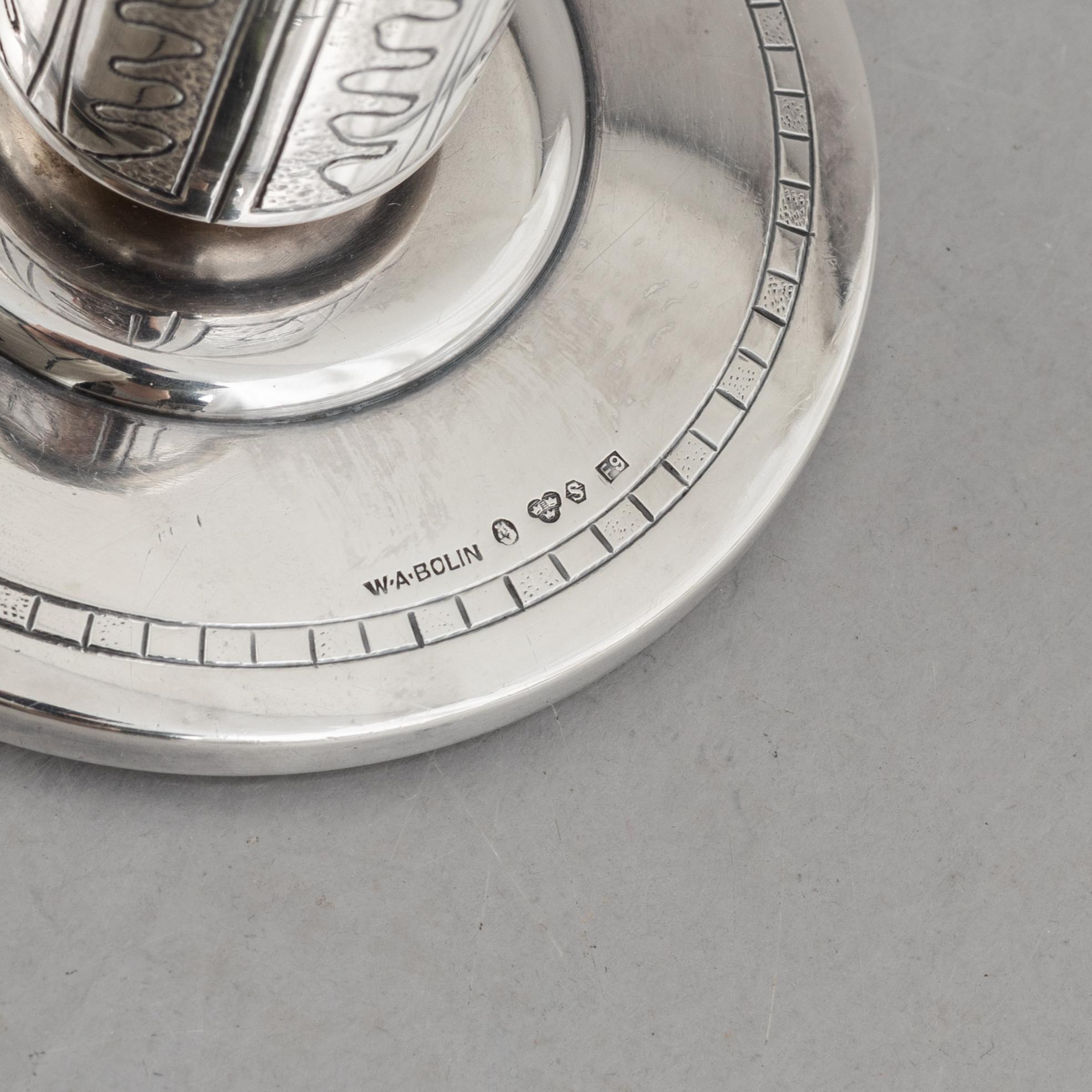 W.A. Bolin, a pair of silver candlesticks, Stockholm 1956.