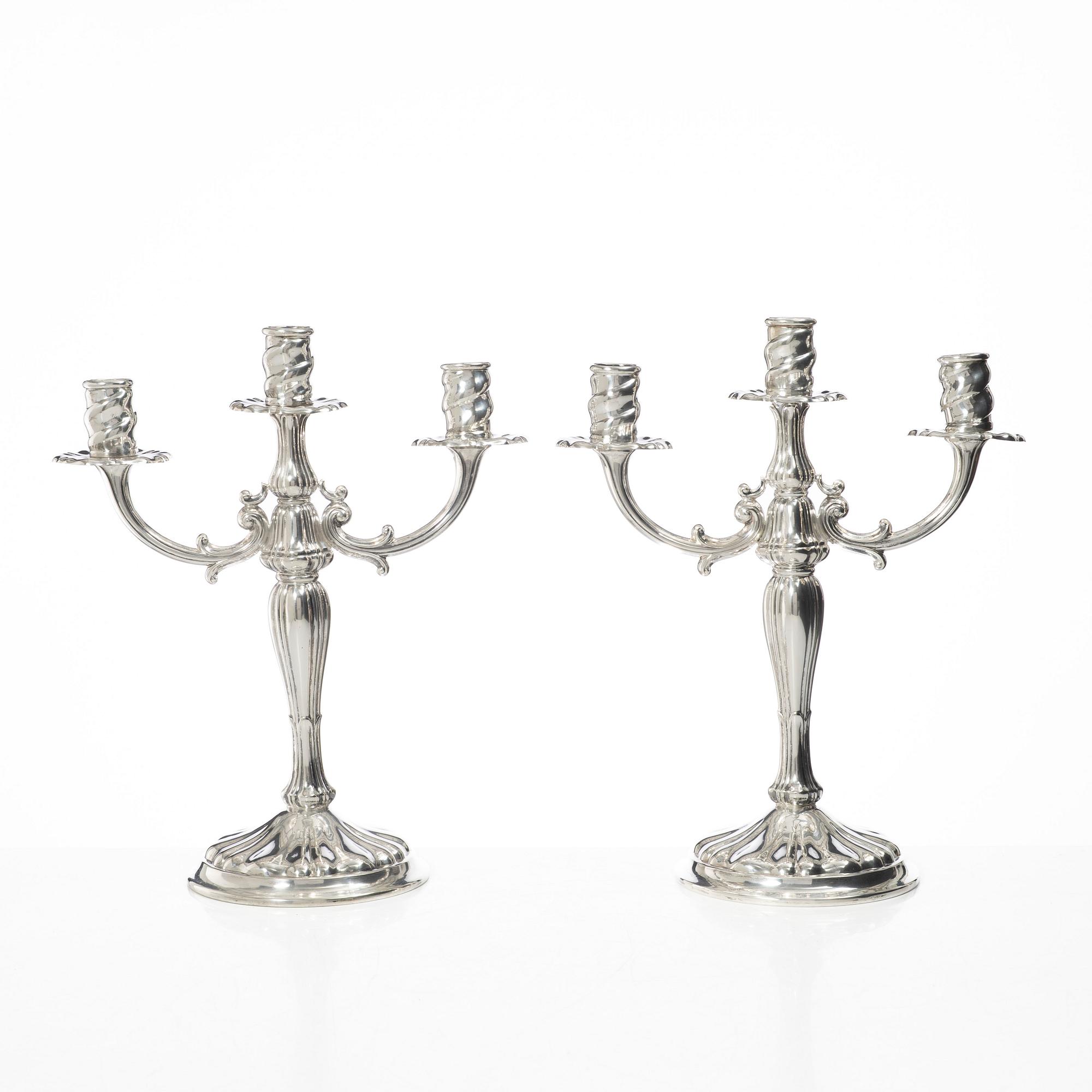 Candelabras, a pair, silver, 20th century.