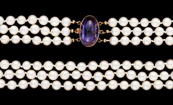 636. COLLIER 3 RADER ODLADE JAPANSKA PÄRLOR.