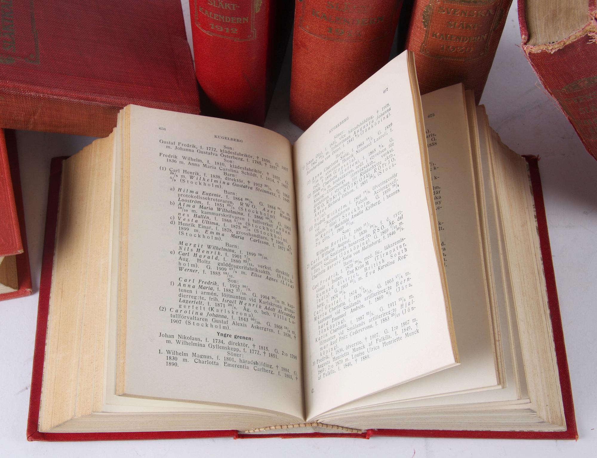 BÖCKER: "Svenska släktkalendern", 7 vol.