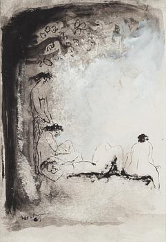 Unto Koistinen, mixed media on paper, signed and dated -69.