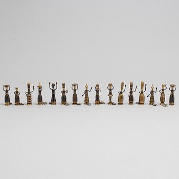 HANS TEPPICH, a set of 16 chess pieces/ biblical miniatures, Israel, 1950's-60's.