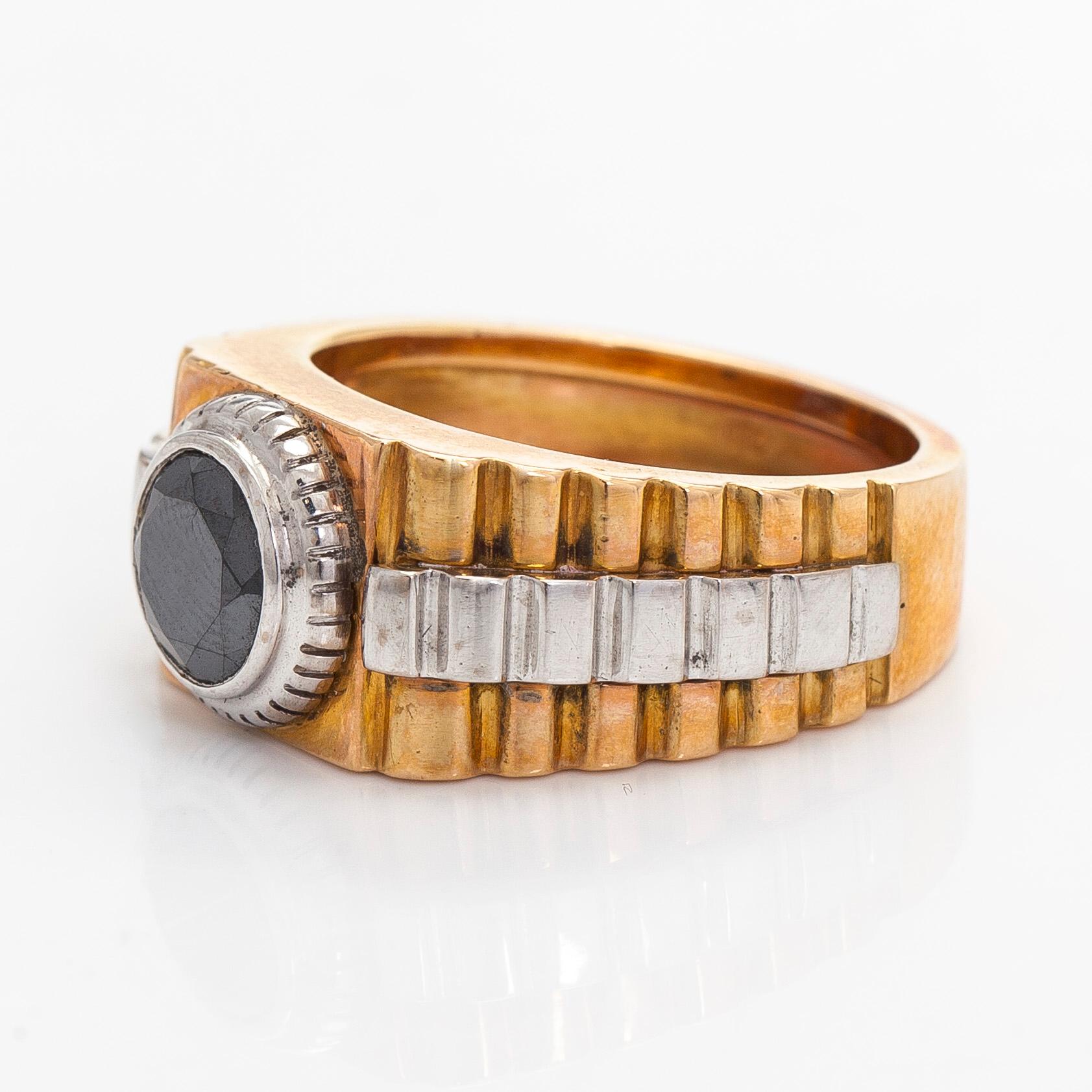 Ring, briljantslipad svart diamant, 18K guld och vitguld.
