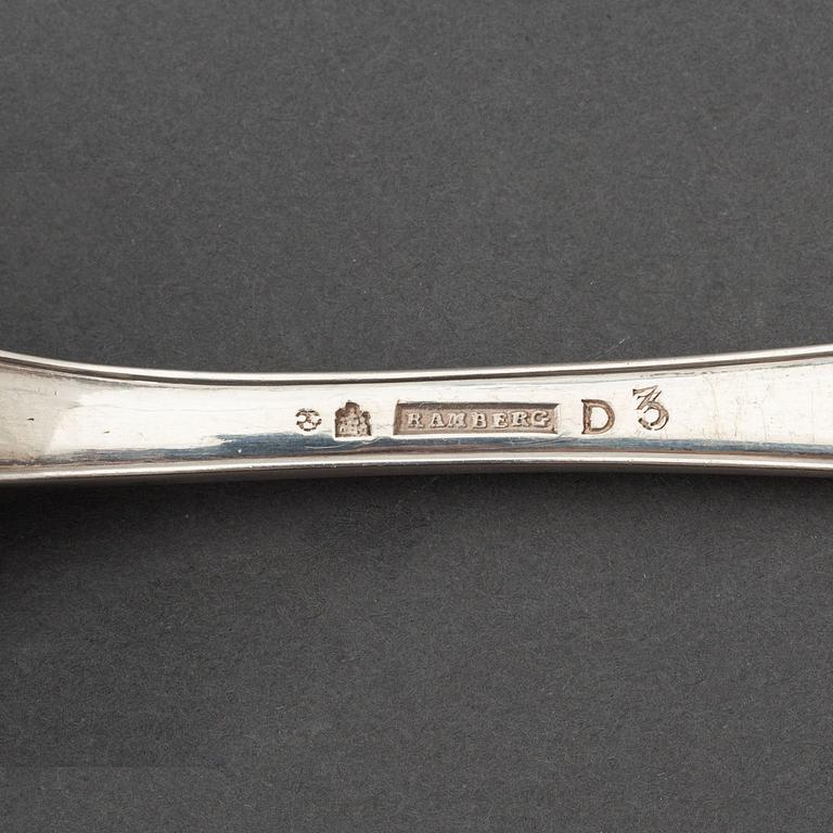 A swedish silver serving spoon, mark of Niklas Ramberg, Lund 1810.