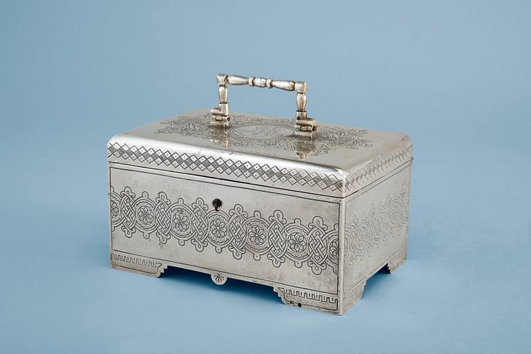 A SUGAR BOX, 84 silver. P. Miljukov Moscow 1894. Weight 539 g.