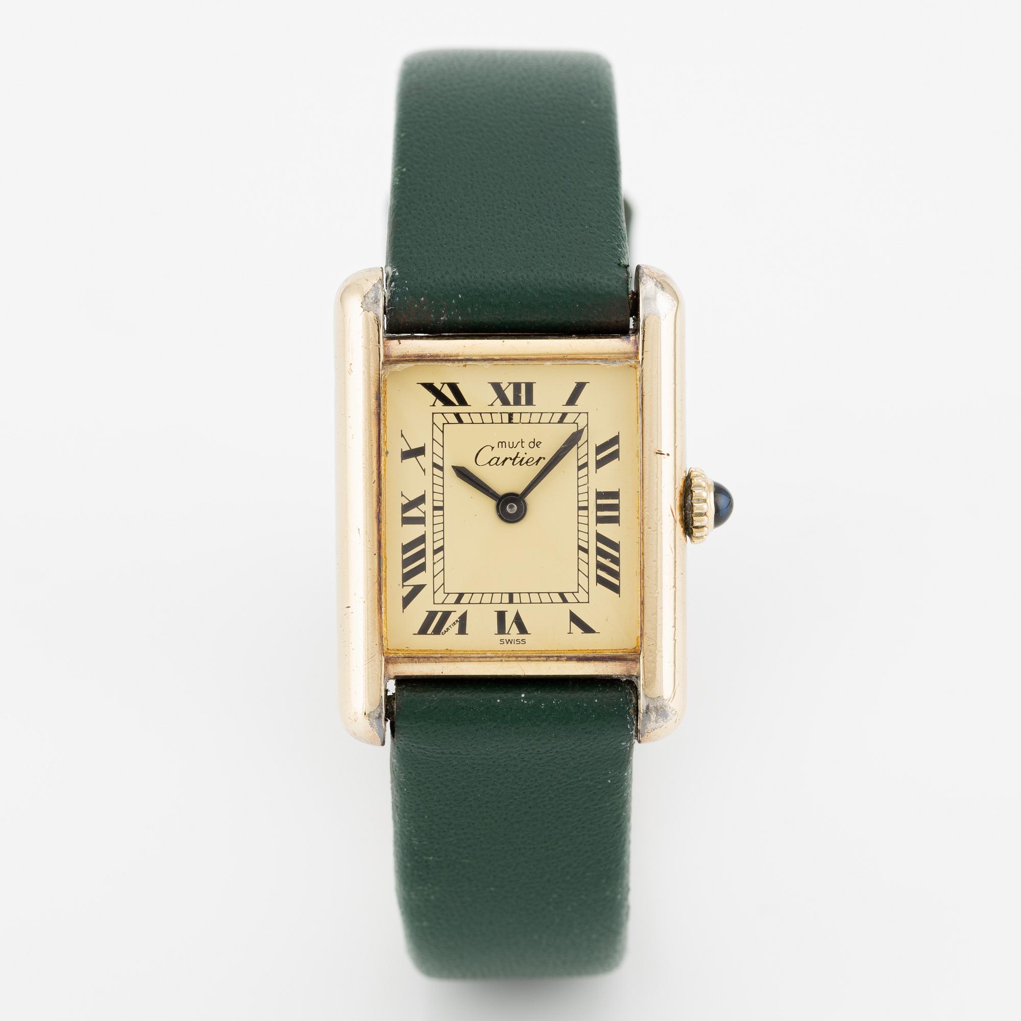 must de Cartier, Tank, wristwatch, 20.5 x 20 (28) mm.