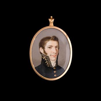 ERIK LE MOINE, miniature in gold frame, signed pinx 1813.