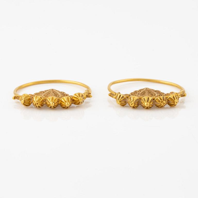 A pair of presumably modern Eastern Mediterranean gold earrings.