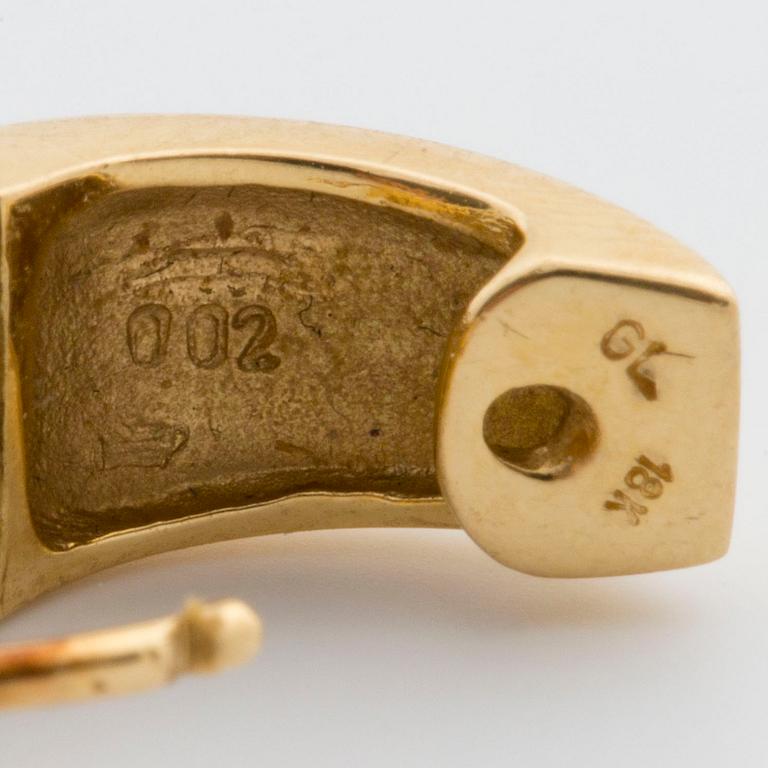 EARRINGS, hoop design, 18K gold with diamonds 8/8. Ole Lynggard box.