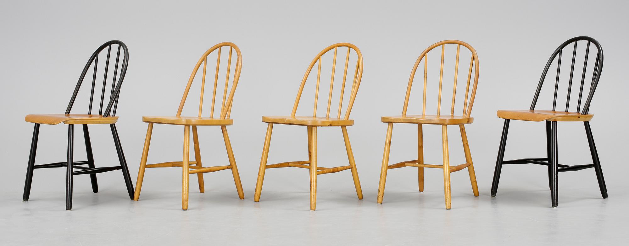 STOLAR, 5 st, Sannolikt Tallåsens Möbelindustrier, omkring 1900-talets mitt.