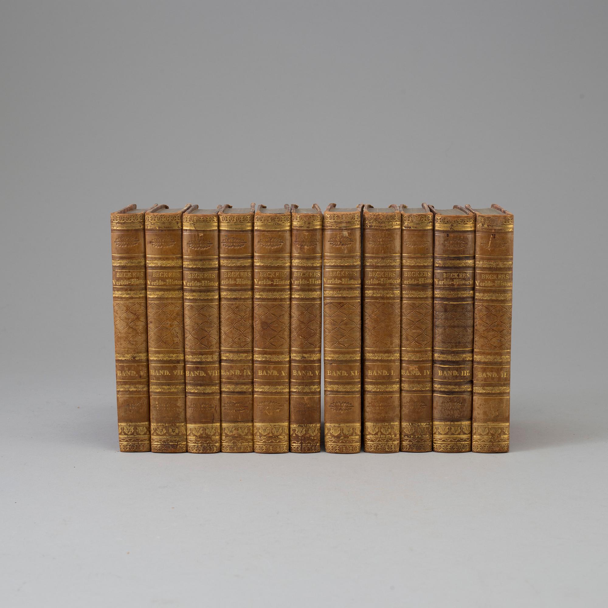 BÖCKER: 11 volymer, Verldshistoria, C F Becker, Uppsala 1833.