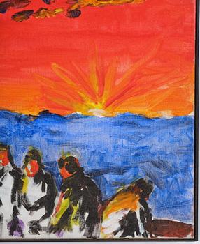 Gösta Werner, Marint motiv, röd himmel.